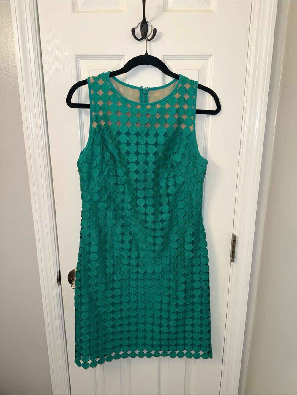 Lauren Ralph Lauren Green Circle Lace Dress | Size 10 | Sleeveless | Textured
